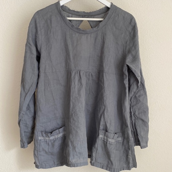 Breathe Clothing Tops - Breathe Clothing Gray Linen Babydoll Top